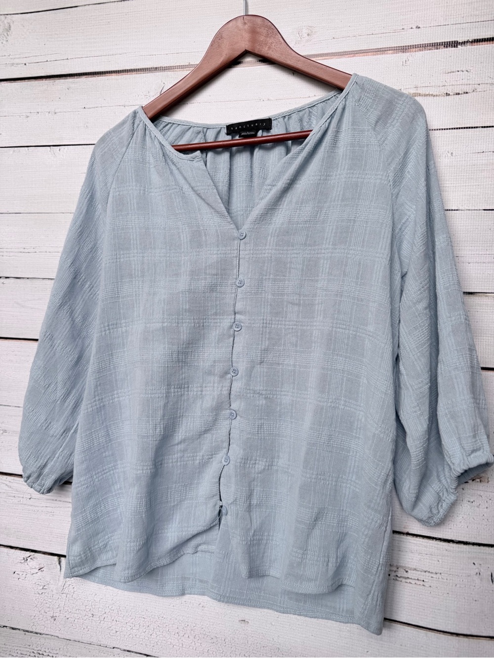 Sanctuary Light Blue Textured Button-Up Top